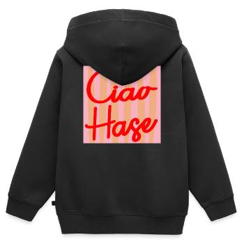 CIAO HASE SELBSTWERT - Kinder Premium Organic Zip Hoodie - Schwarz - Hinten - AI Model Kid Male (0cm)