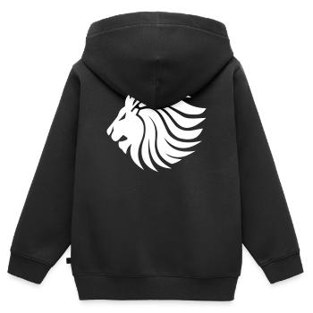 Tribal Löwe – König des Dschungels Tattoo - Kinder Premium Organic Zip Hoodie - Schwarz - Hinten - AI Model Kid Male (0cm)