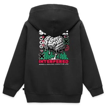 Brain - Signal Interfered - Kinder Premium Organic Zip Hoodie - Schwarz - Hinten - AI Model Kid Male (0cm)