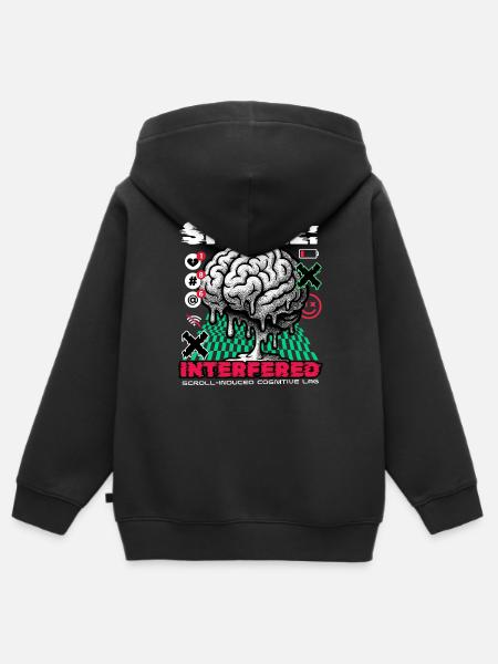 Brain - Signal Interfered - Kinder Premium Organic Zip Hoodie - Schwarz
