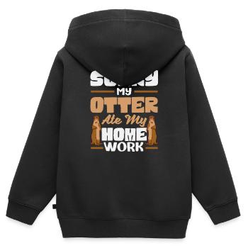 Seeotter Cartoon - Kinder Premium Organic Zip Hoodie - Schwarz - Hinten - AI Model Kid Male (0cm)