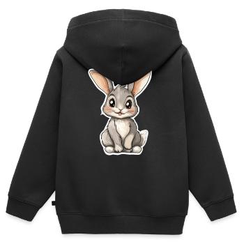 Hase - Kinder Premium Organic Zip Hoodie - Schwarz - Hinten - AI Model Kid Male (0cm)