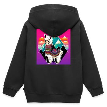 Alpaka - Kinder Premium Organic Zip Hoodie - Schwarz - Hinten - AI Model Kid Male (0cm)