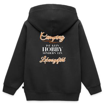 Camping ist kein Hobby sondern ein Lebensgefühl - Kinder Premium Organic Zip Hoodie - Schwarz - Hinten - AI Model Kid Male (0cm)