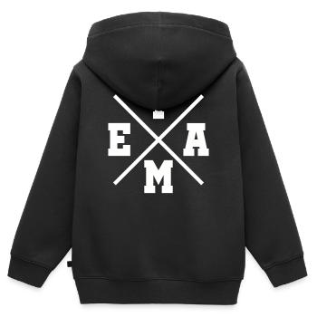 Team - Kinder Premium Organic Zip Hoodie - Schwarz - Hinten - AI Model Kid Male (0cm)