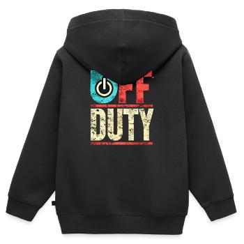 Off Duty Power Button Vintage, Mom and Dad - Kids Premium Organic Zip-up Hoodie - black - Back - AI Model Kid Male (0cm)