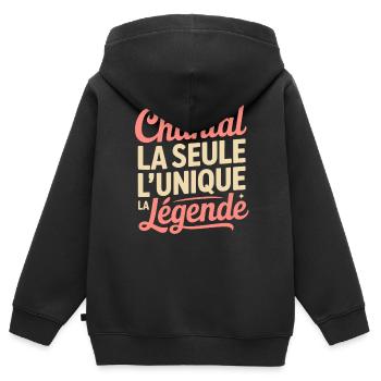 Chantal die Legende, humorvolles Namensgeschenk - Kinder Premium Organic Zip Hoodie - Schwarz - Hinten - AI Model Kid Male (0cm)