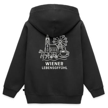 Wiener Lebensgefühl Collage - Kinder Premium Organic Zip Hoodie - Schwarz - Hinten - AI Model Kid Male (0cm)