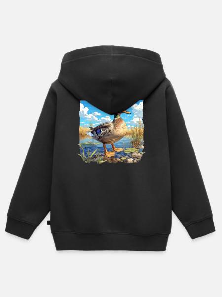 Enten Ente - Kinder Premium Organic Zip Hoodie - Schwarz