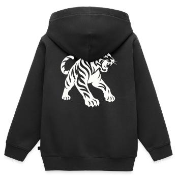 Silhouette de tigre - Sweat Premium à capuche zippé enfant bio - noir - Dos - AI Model Kid Male (0cm)
