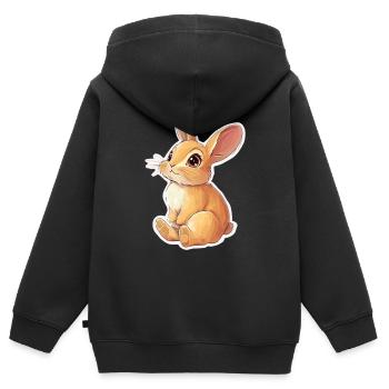 Hase - Kinder Premium Organic Zip Hoodie - Schwarz - Hinten - AI Model Kid Male (0cm)
