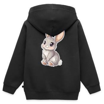 Hase - Kinder Premium Organic Zip Hoodie - Schwarz - Hinten - AI Model Kid Male (0cm)