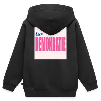 FÜR DEMOKRATIE WERTE - Kinder Premium Organic Zip Hoodie - Schwarz - Hinten - AI Model Kid Male (0cm)