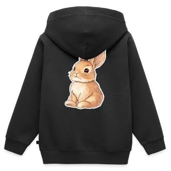 Hase - Kinder Premium Organic Zip Hoodie - Schwarz - Hinten - AI Model Kid Male (0cm)