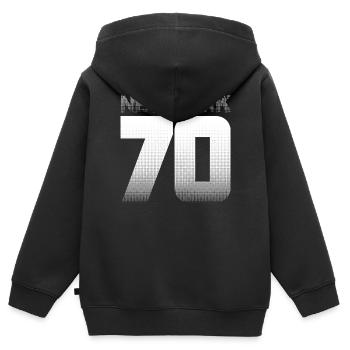 NYC 70 – Manhattan Vibes et pont de Brooklyn - Sweat Premium à capuche zippé enfant bio - noir - Dos - AI Model Kid Male (0cm)