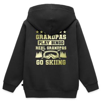Grandfather ski saying - Kids Premium Organic Zip-up Hoodie - black - Back - AI Model Kid Male (0cm)