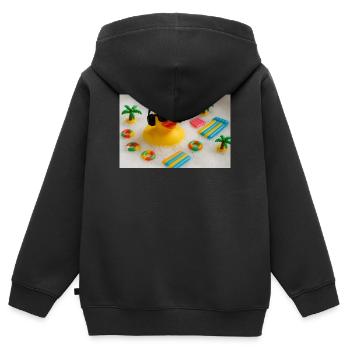 Quietscheente im Bad mit Kopfhörern - Kinder Premium Organic Zip Hoodie - Schwarz - Hinten - AI Model Kid Male (0cm)