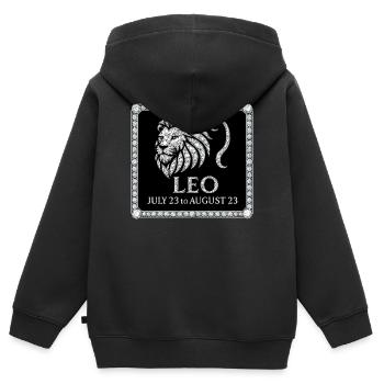 Signe du zodiaque Lion - Sweat Premium à capuche zippé enfant bio - noir - Dos - AI Model Kid Male (0cm)