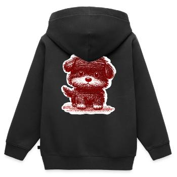 Chiot flou (Rouge) - Sweat Premium à capuche zippé enfant bio - noir - Dos - AI Model Kid Male (0cm)