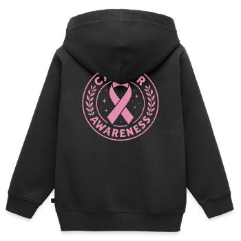 Ruban Rose Cancer Awareness - Sweat Premium à capuche zippé enfant bio - noir - Dos - AI Model Kid Male (0cm)