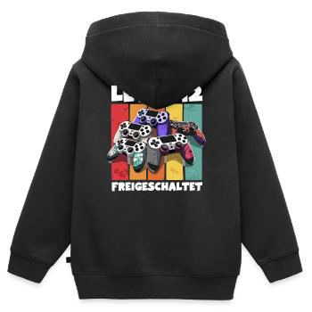 Level 12 Gamepad Geburtstag 12. Burzeltag bday - Kinder Premium Organic Zip Hoodie - Schwarz - Hinten - AI Model Kid Male (0cm)