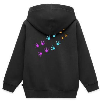 3 Frösche Fußabdrücke Familie Eltern Kind Team süß - Kinder Premium Organic Zip Hoodie - Schwarz - Hinten - AI Model Kid Male (0cm)