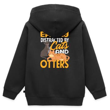 Katzen Seeotter Cartoon - Kinder Premium Organic Zip Hoodie - Schwarz - Hinten - AI Model Kid Male (0cm)