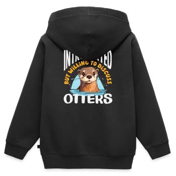 Introvertiert Diskutieren Seeotter Cartoon - Kinder Premium Organic Zip Hoodie - Schwarz - Hinten - AI Model Kid Male (0cm)