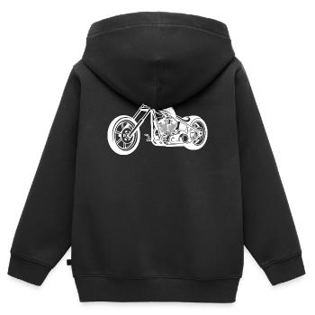Chopper Motorrad Design in weiss - Kinder Premium Organic Zip Hoodie - Schwarz - Hinten - AI Model Kid Male (0cm)