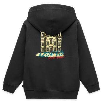 Église typique Açores illustration Portugal - Sweat Premium à capuche zippé enfant bio - noir - Dos - AI Model Kid Male (0cm)