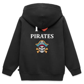 Jadore Skull Piraten - Kinder Premium Organic Zip Hoodie - Schwarz - Hinten - AI Model Kid Male (0cm)