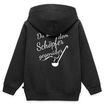 Vous êtes face au Créateur - Sweat Premium à capuche zippé enfant bio - noir - Dos - AI Model Kid Male (0cm)