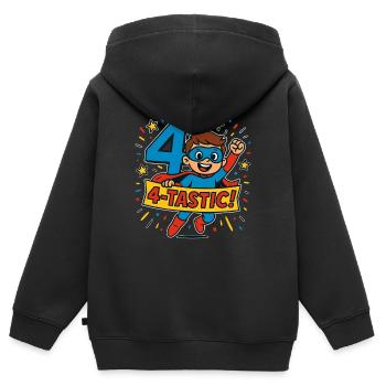 4 TASTIC Superhero Birthday Party Gift For Four - Kinder Premium Organic Zip Hoodie - Schwarz - Hinten - AI Model Kid Male (0cm)