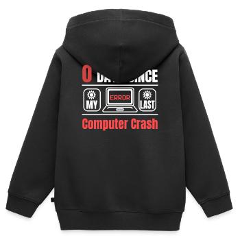 Technical Support 0 Days Since My Last PC Crash - Kids Premium Organic Zip-up Hoodie - black - Back - AI Model Kid Male (0cm)