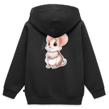 Maus - Kinder Premium Organic Zip Hoodie - Schwarz - Hinten - AI Model Kid Male (0cm)