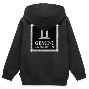 Sternzeichen Zwillinge - Kinder Premium Organic Zip Hoodie - Schwarz - Hinten - AI Model Kid Male (0cm)