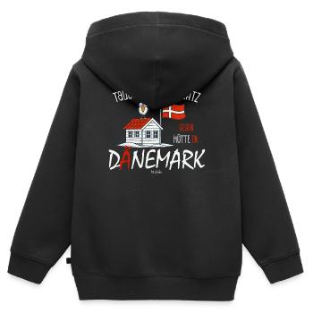 Tausche Arbeitsplatz gegen Hütte Dänemark - Kinder Premium Organic Zip Hoodie - Schwarz - Hinten - AI Model Kid Male (0cm)