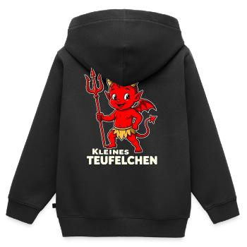 Déguisement de diable Halloween Petit diable Trident - Sweat Premium à capuche zippé enfant bio - noir - Dos - AI Model Kid Male (0cm)