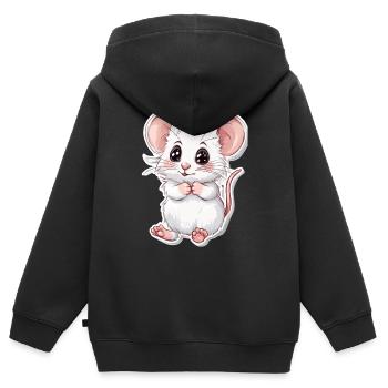Maus - Kinder Premium Organic Zip Hoodie - Schwarz - Hinten - AI Model Kid Male (0cm)