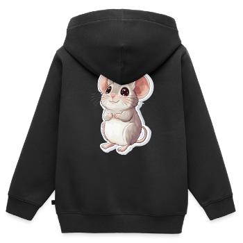 Maus - Kinder Premium Organic Zip Hoodie - Schwarz - Hinten - AI Model Kid Male (0cm)