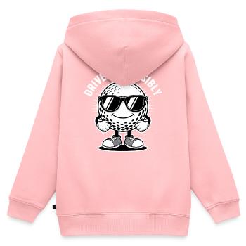 Cooler Golfball "Drive Responsibly" - Sport Logo - Kinder Premium Organic Zip Hoodie - Rosa - Hinten - AI Model Kid Female (0cm)