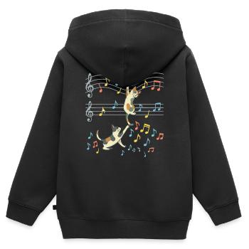 Katzenmusik Tanz der Noten - Kinder Premium Organic Zip Hoodie - Schwarz - Hinten - AI Model Kid Male (0cm)