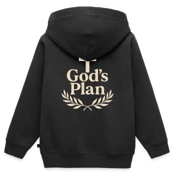 Gottes Plan Kreuz Logo - Kinder Premium Organic Zip Hoodie - Schwarz - Hinten - AI Model Kid Male (0cm)