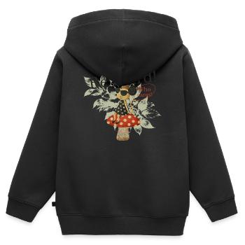 Collage de champignons Be Weird - Sweat Premium à capuche zippé enfant bio - noir - Dos - AI Model Kid Male (0cm)
