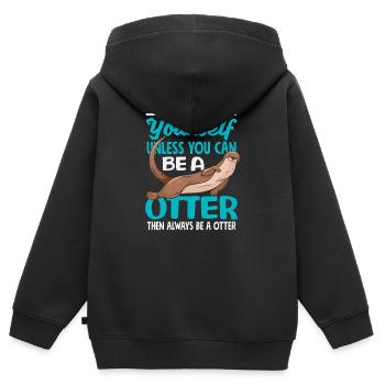 Sei Du Selbst Seeotter Cartoon - Kinder Premium Organic Zip Hoodie - Schwarz - Hinten - AI Model Kid Male (0cm)