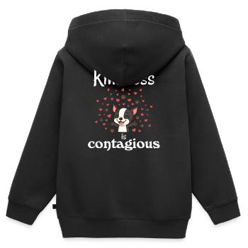 Boston - Freundlichkeit ist ansteckend - Kinder Premium Organic Zip Hoodie - Schwarz - Hinten - AI Model Kid Male (0cm)