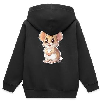 Maus - Kinder Premium Organic Zip Hoodie - Schwarz - Hinten - AI Model Kid Male (0cm)