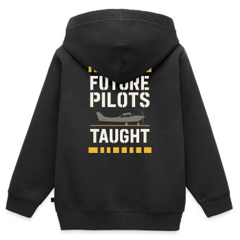 Instructeur de vol Cfi Pilote Instructeur d’aviation - Sweat Premium à capuche zippé enfant bio - noir - Dos - AI Model Kid Male (0cm)