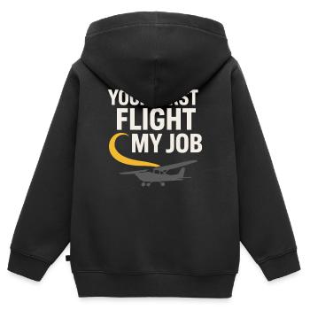 Instructeur de vol Cfi Pilote Instructeur d’aviation - Sweat Premium à capuche zippé enfant bio - noir - Dos - AI Model Kid Male (0cm)