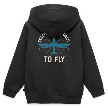 Instructeur de vol Cfi Pilote Instructeur d’aviation - Sweat Premium à capuche zippé enfant bio - noir - Dos - AI Model Kid Male (0cm)